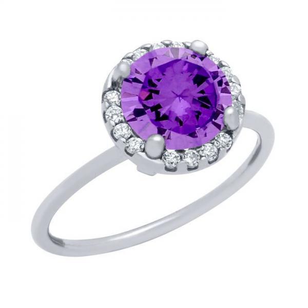Inel argint 925 rodiat cu piatra violet [1]